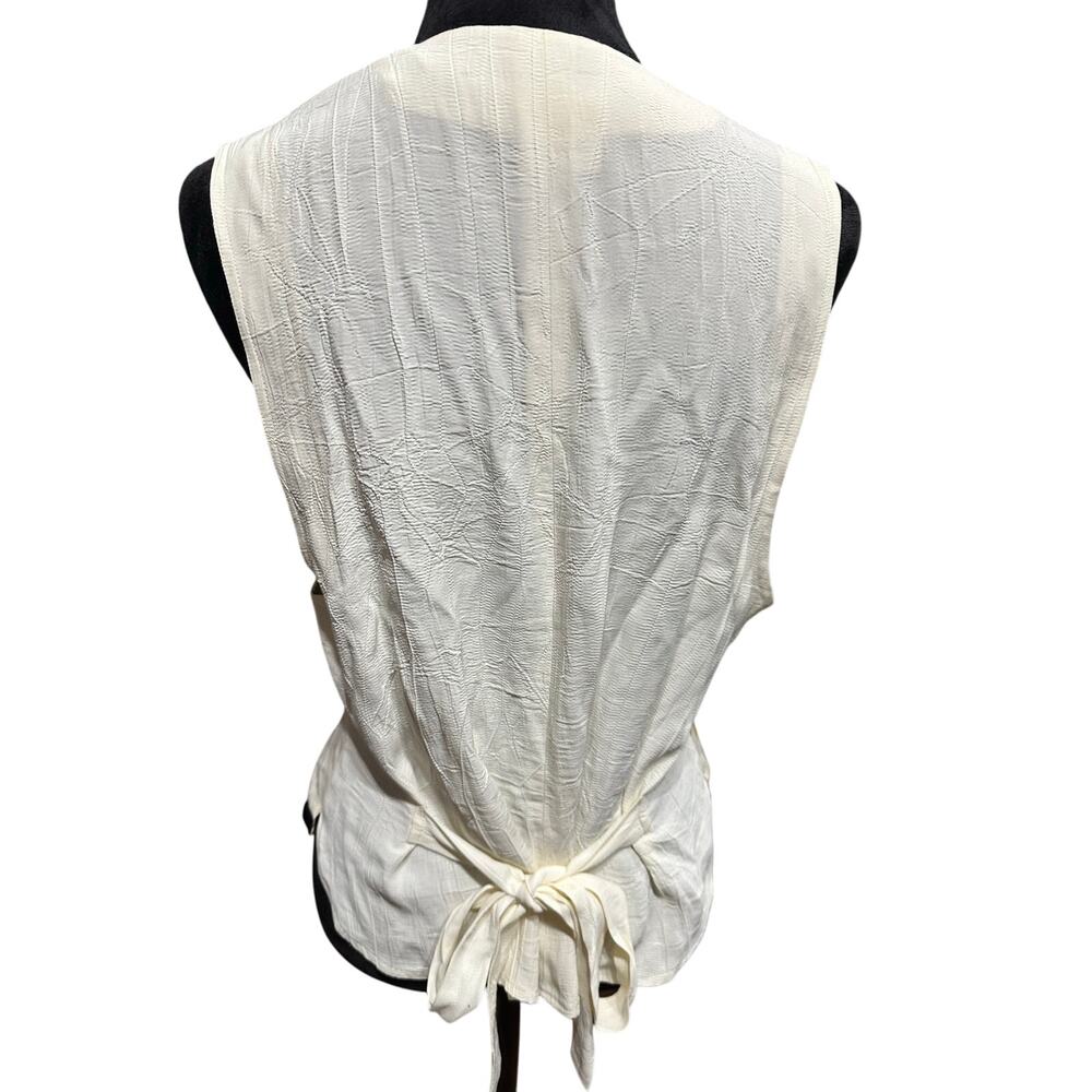 Vintage Whittall & Shon Women’s Vest button up Tye Back Abstract Art to wear M - Picture 2 of 11